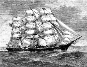 19th century drawing of an American clipper ship