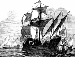 Segelschiff (alte Buchillustration)