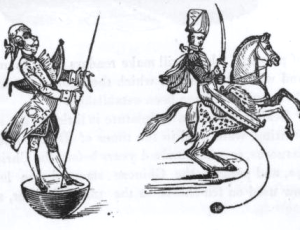 Zinnsoldaten: Offizier und Reiter mit Säbel (alte Zeichnung)